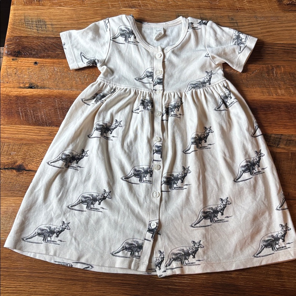 Kate Quinn Kangaroo button Dress 4T 100% organic cotton